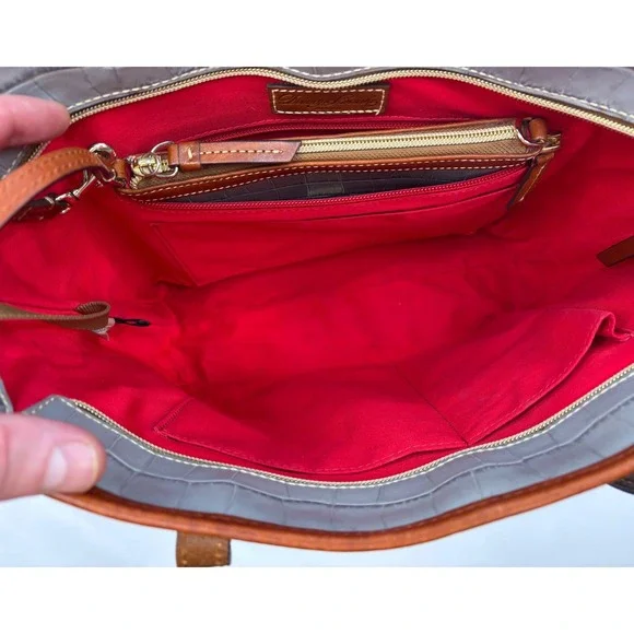 Dooney & Bourke Tote Bag in a Gray Crocodile-Embossed Leather Finish - Picture 8 of 16